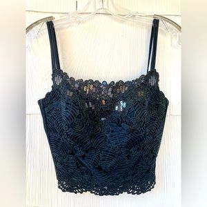 Io La Perla Moda Black Embroidered Vintage Lingerie Corset 44